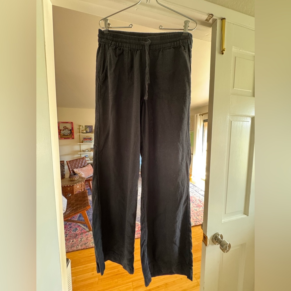Caslon Black Linen Wide Leg Pants